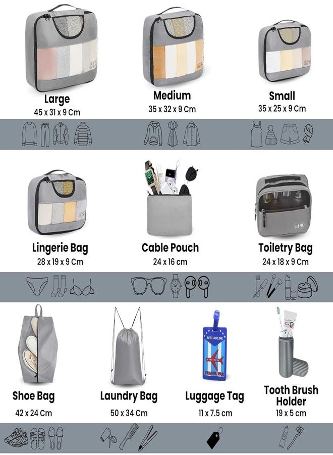 Zonoxo 8 Set Packing Cubes for Travel, Travel Essentials, Toiletry Bag, Packing Bags for Clothes, Travel Organizer for Women, Travel Pouch, (Greay) - Image 3